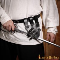 Schwerthalter aus Leder mit 3 Riemen und Schnallen