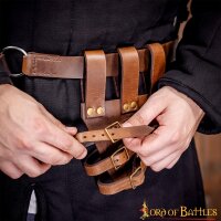 Schwerthalter aus Leder mit 3 Riemen und Schnallen
