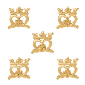 The Crown Pure Solid Brass Leather Mounts Set of 5...