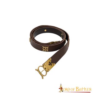 Gothic Knight Leather Belt with Ornate Pure Brass Details...