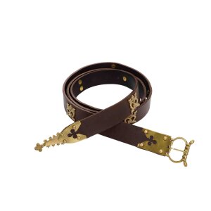 Gothic Knight Leather Belt with Ornate Pure Brass Details...