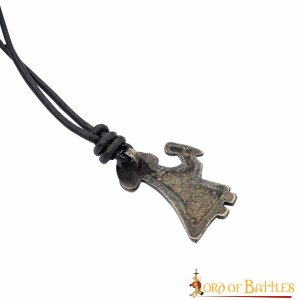 Viking Valkyrie Antique Steel Pendant with Leather Cord