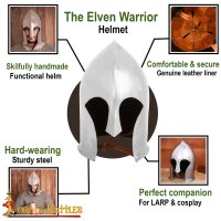 Elfenkrieger Helm mit Lederfutter 16 Gauge (1,6 mm)