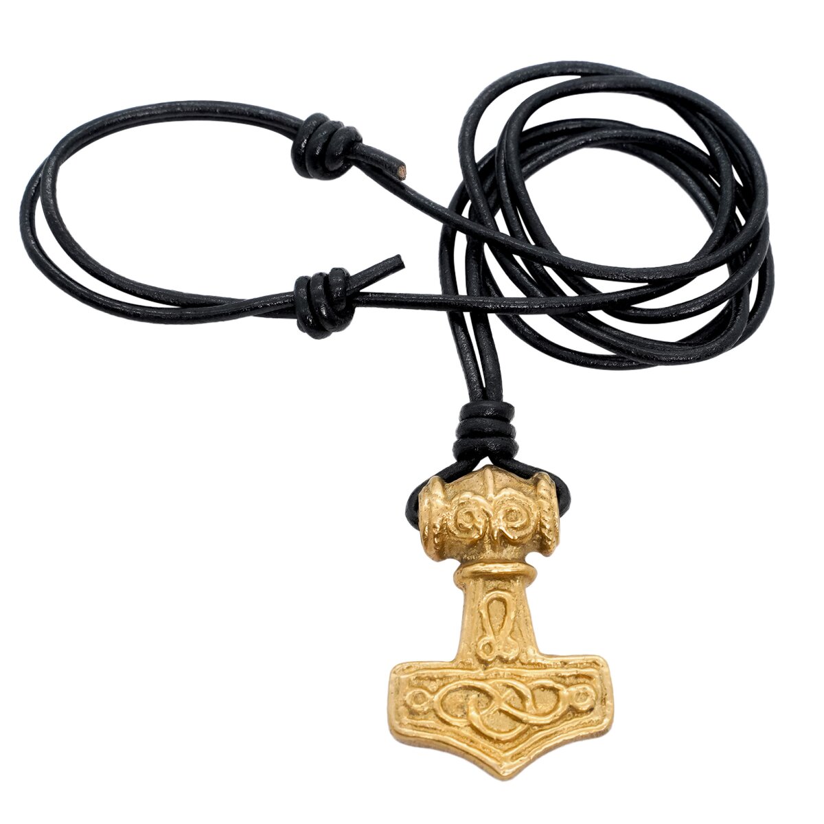 Pendentif marteau Mjolnir en laiton avec bracelet en cuir...