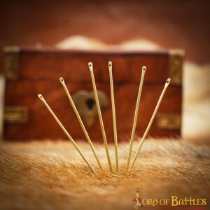 Medieval Solid Brass Needles Large Set of Six