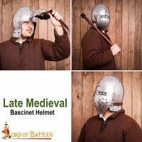 Spätmittelalterlicher Bascinet Beckenhaube mit Klappvisier 16 Gauge (1,6 mm)