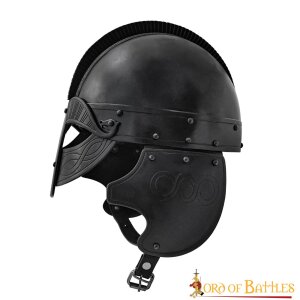 Viking Vendel Inspired Blackened Steel Helmet with Padded...