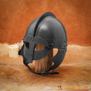 Vendel Inspirierter Wikingerhelm Brillenhelm Geschwärzt Gepolsterten Liner 16 Gauge (1,6 mm)