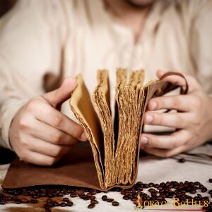 "Fleur" Lederjournal mit handgeschöpftem Papier mit Büttenrand Braun