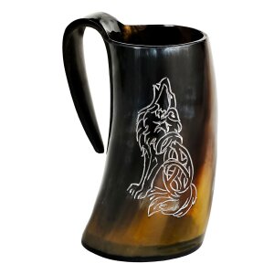 Mighty Wolf Viking Horn Tankard Beer Mug Handcrafted from...