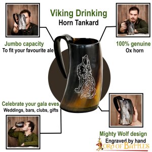 "Mighty Wolf" Wikinger Hornkrug Bierkrug aus Horn