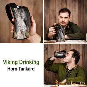 "Mighty Wolf" Wikinger Hornkrug Bierkrug aus Horn