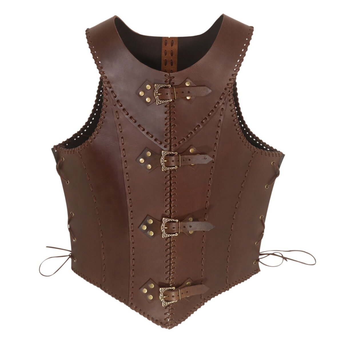 Medieval Warrior corset en cuir ou corsage en cuir brun