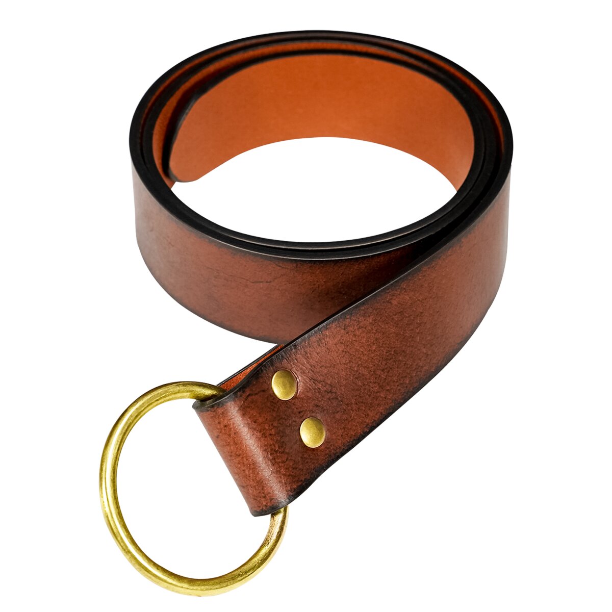 Handcrafted Fantasy Leather Belt with Pure Brass Ring...