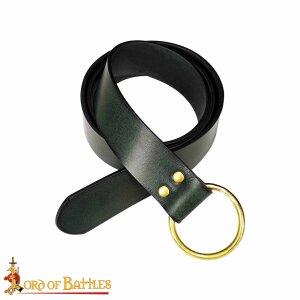 Handgefertigter Ringgürtel mit Ring aus Messing mit Antik Finish Grün