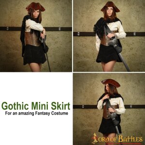 Gothic Wildleder Minirock mit Schnüren Larp und Fantasy Outfit