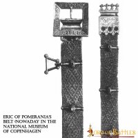 mittelalterlicher Ledergürtel "Eric Von Pommern" mit Details aus Messing Schwarz
