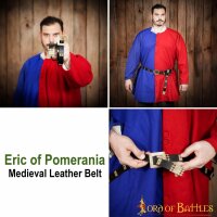 mittelalterlicher Ledergürtel "Eric Von Pommern" mit Details aus Messing Schwarz