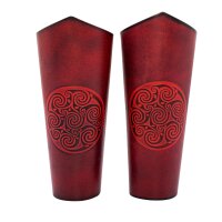 Armschienen oder Armstulpen aus Leder mit geprägtem Keltischem Spiraldesign 23cm