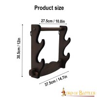 Waffenständer Wandhalter für 2 Schwerter oder Äxte aus Hartholz Dunkelbraun