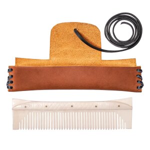 Genuine Bone Comb with Tough Leather Sheath