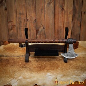 Two Tier Handcrafted Genuine Hardwood Axe / Sword Stand