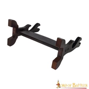 Handcrafted Genuine Hardwood Two Tier Sword and Axe Stand