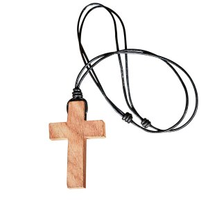 The Holy Cross Wooden Pendant with Genuine Leather Cord