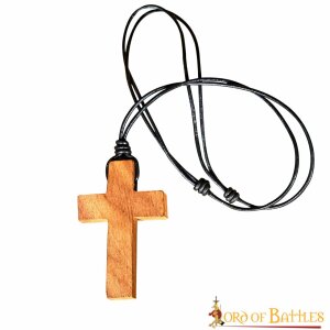 Croix en bois avec ruban en cuir environ 7cm