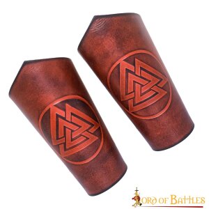 Warrior of the Realm Genuine Leather Bracers with Viking...
