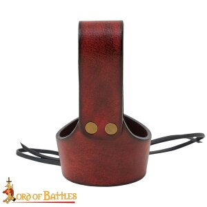 Handgefertigte Hornhalter aus Leder Für Trinkhörner Rotbraun