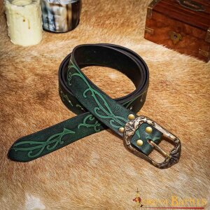 The Woodland Elf Handcrafted Genuine Leather Belt Green