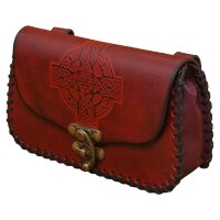 Tiefe Ledertasche mit keltischem Kreuz und Flechtrand