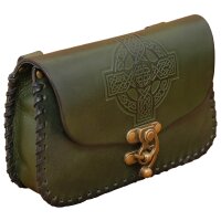 Tiefe Ledertasche mit keltischem Kreuz und Flechtrand