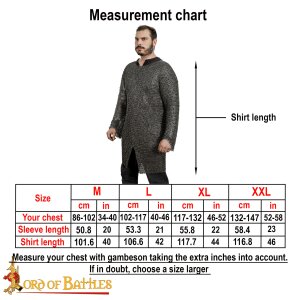 langarm Kettenhemd Flachringe Hauberk, vernietet 4-in-1, ID 9 mm, Edelstahl