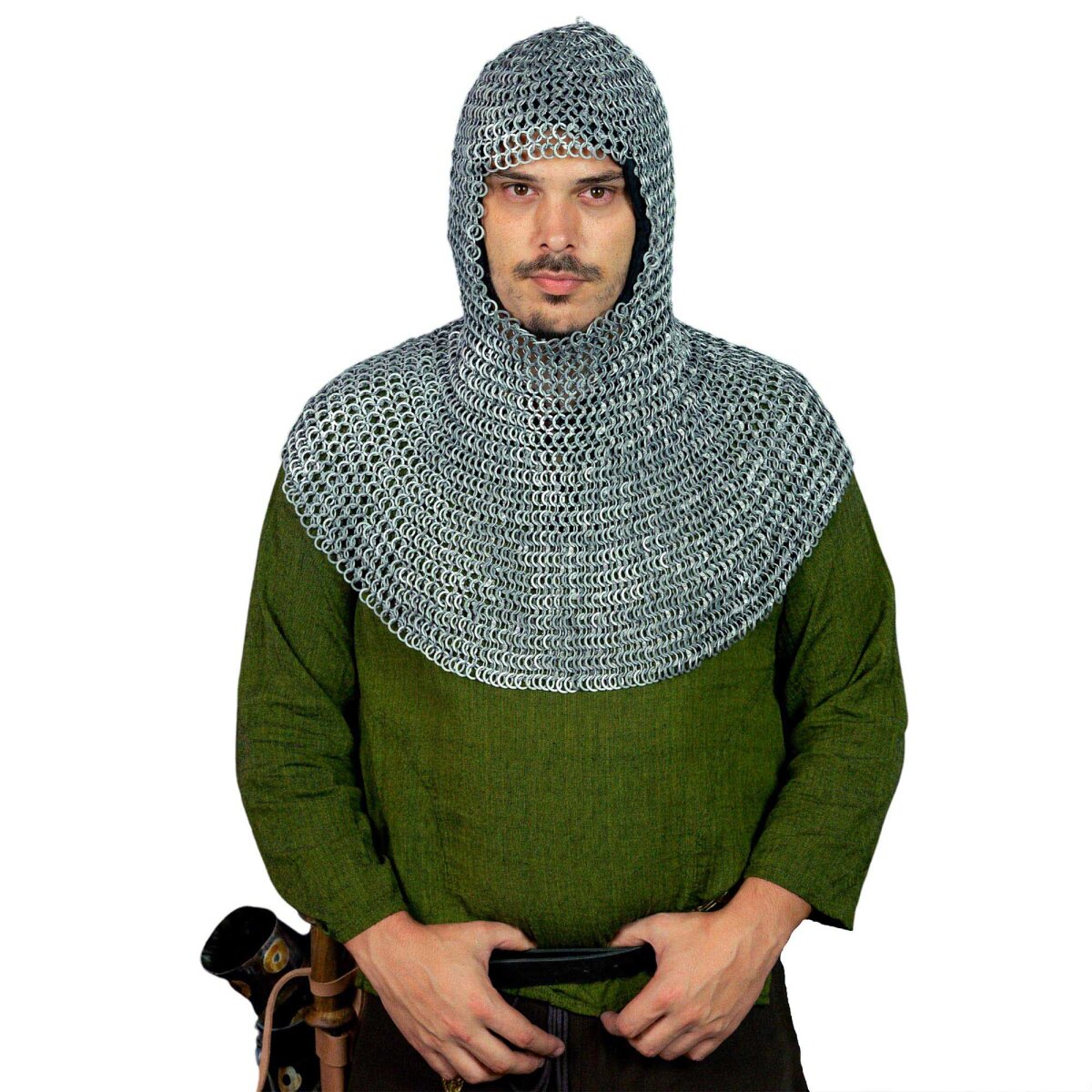 Chainmail Coif Alternating Aluminium Round Rings Dome...