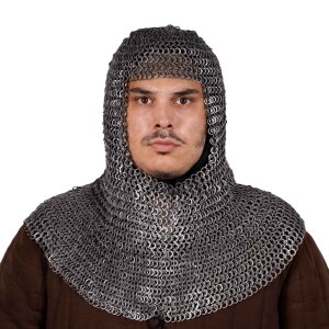 Flat Ring Chainmail Classic Coif, Riveted and...