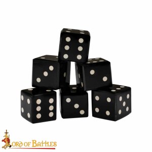 Medieval Viking Horn Dice Set of 6 with Inlaid Pips...