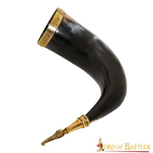 Medieval Viking Drinking Horn with Engraved Valknut...
