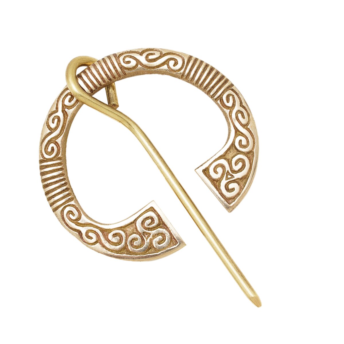 Celtic Pure Brass Fibula / Cloak Pin