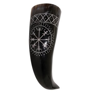 The Vegvisir Drinking Horn Engraved and Handcrafted from...