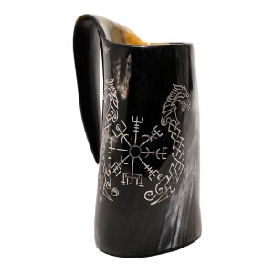 Medieval Viking Horn Vegvisir Tankard Beer Mug...