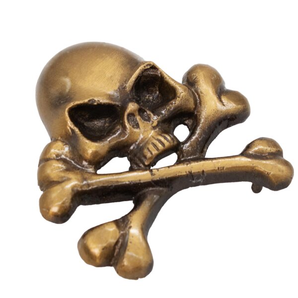 Schädel mit gekreuzten Knochen Jolly Roger Zierniete Messing antik