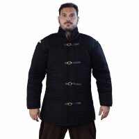 mittelalterlicher Gepolsterter Gambeson (Typ 1) mit angenestelten Ärmeln Schwarz