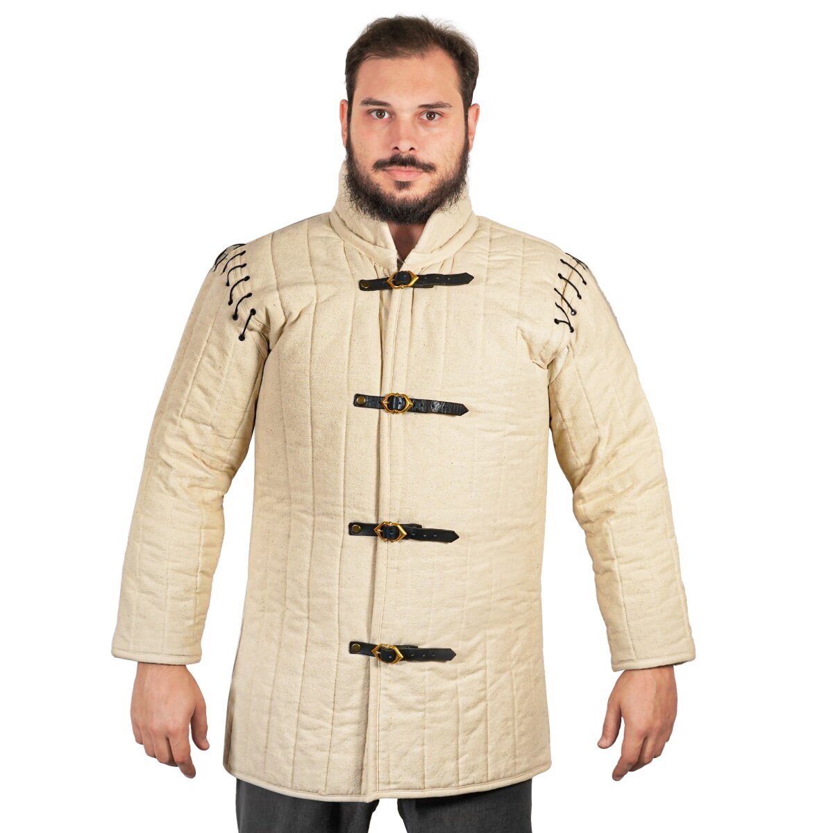 Gambeson medievale imbottito (tipo 1) con maniche...