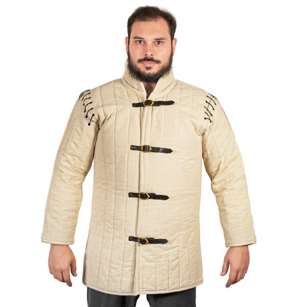 mittelalterlicher Gepolsterter Gambeson (Typ 1) mit angenestelten Ärmeln Natur