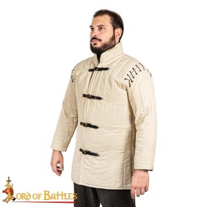 mittelalterlicher Gepolsterter Gambeson (Typ 1) mit angenestelten Ärmeln Natur