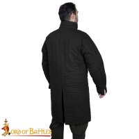 mittelalterlicher gepolsterter Gambeson des 13. Jahrhunderts (Typ 8) mit geknöpftem Kragen schwarz