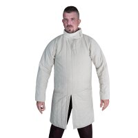 mittelalterlicher gepolsterter Gambeson des 13. Jahrhunderts (Typ 8) mit geknöpftem Kragen Natur