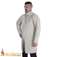 mittelalterlicher gepolsterter Gambeson des 13. Jahrhunderts (Typ 8) mit geknöpftem Kragen Natur